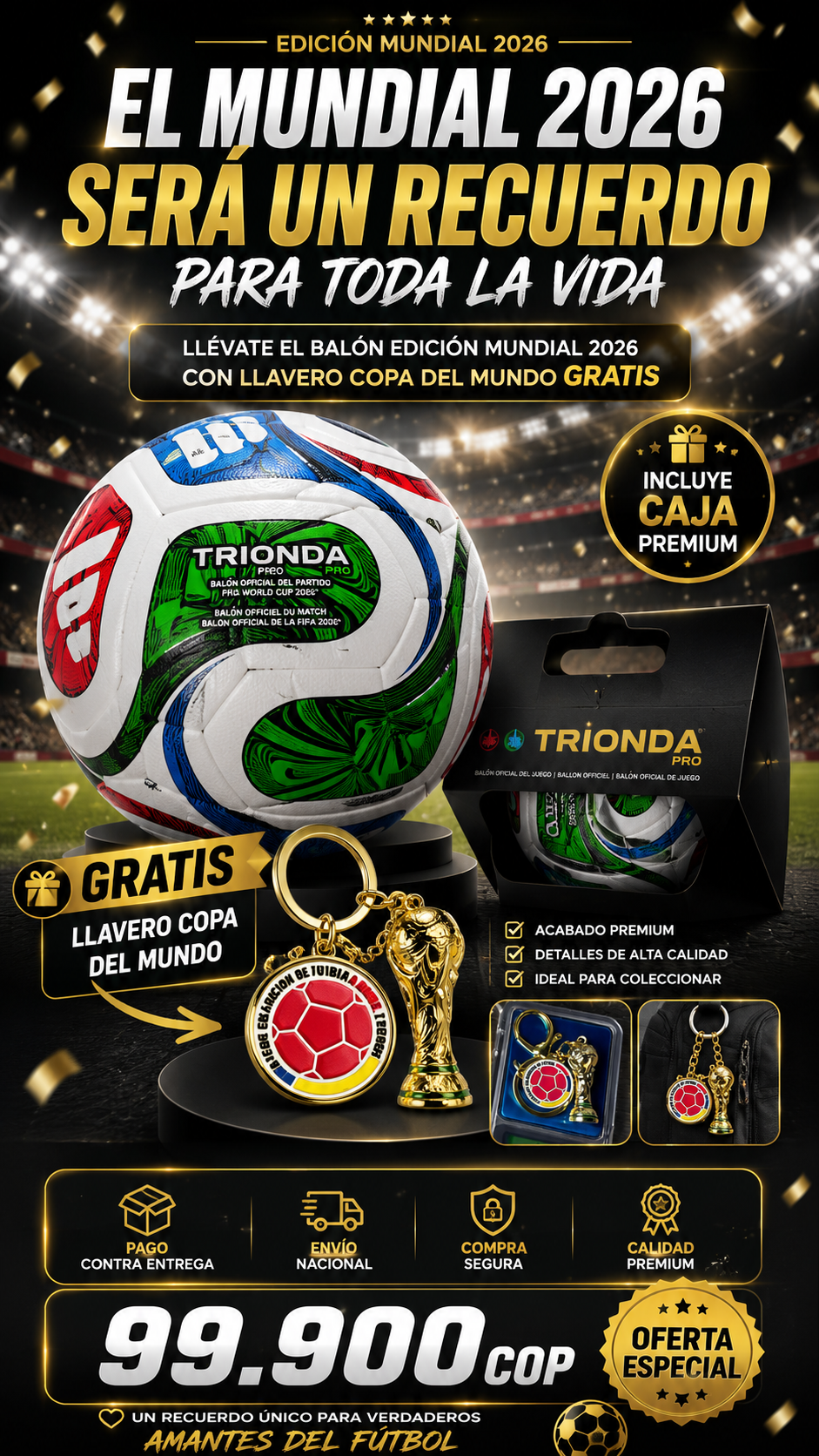 BALON MUNDIAL 2026 CON COPA Y CAJA ORIG